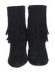 Chie Mihara Suede Fringe Trim Accent Sock Boots