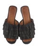 Chie Mihara Leather Ruffle Embellishment Slides