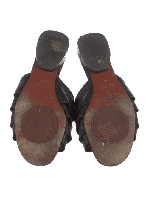 Chie Mihara Leather Ruffle Embellishment Slides