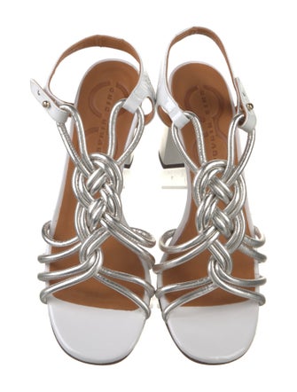 Chie Mihara Leather Animal Print Slingback Sandals