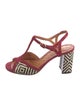 Chie Mihara Suede Printed T-Strap Sandals