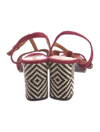 Chie Mihara Suede Printed T-Strap Sandals