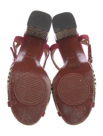 Chie Mihara Suede Printed T-Strap Sandals