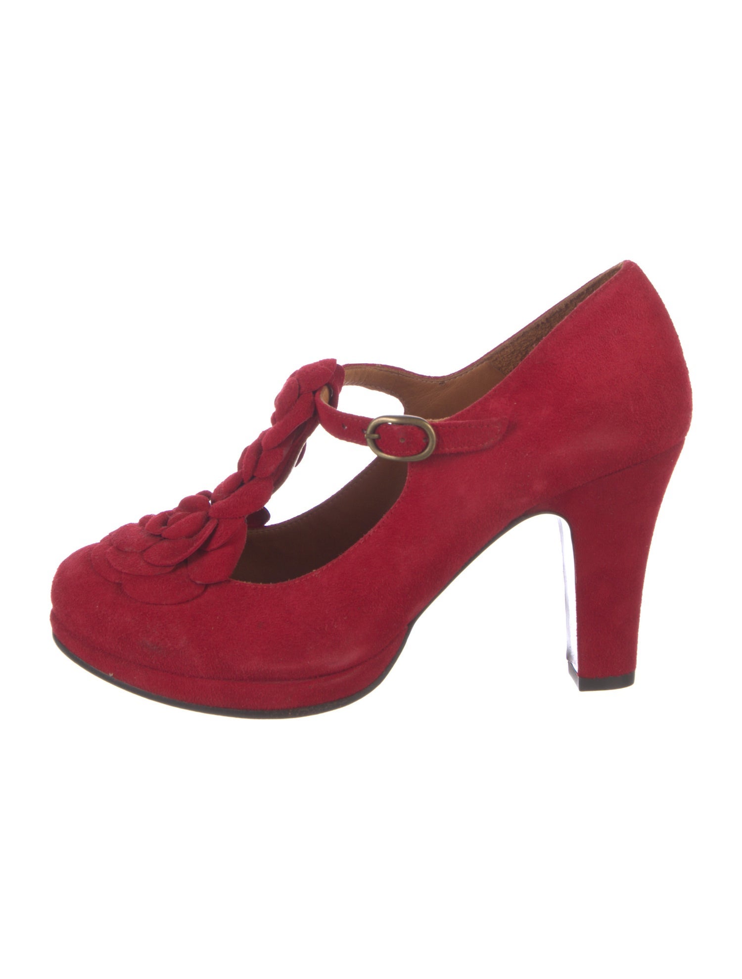 Chie Mihara Suede T-Strap Pumps
