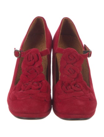 Chie Mihara Suede T-Strap Pumps