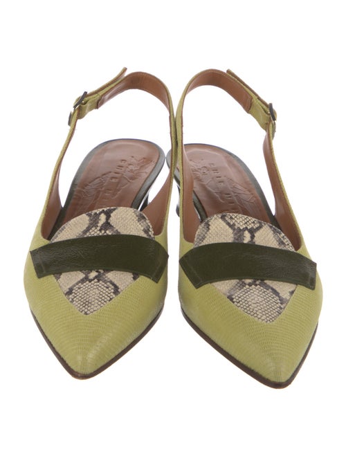 Chie Mihara Leather Animal Print Slingback Pumps