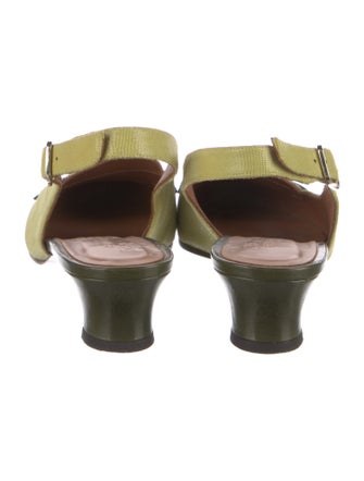 Chie Mihara Leather Animal Print Slingback Pumps