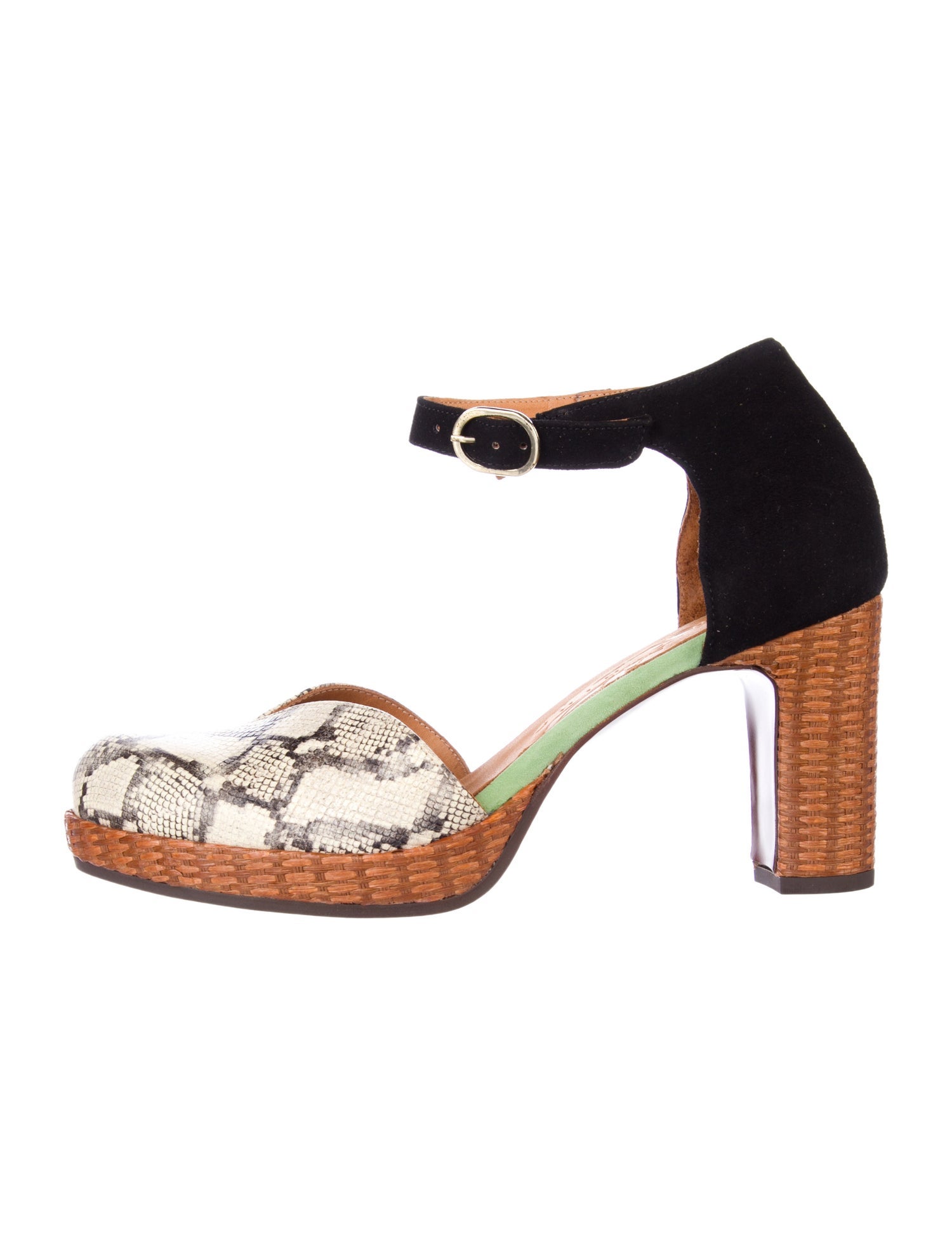 Chie Mihara Leather Animal Print D'Orsay Pumps