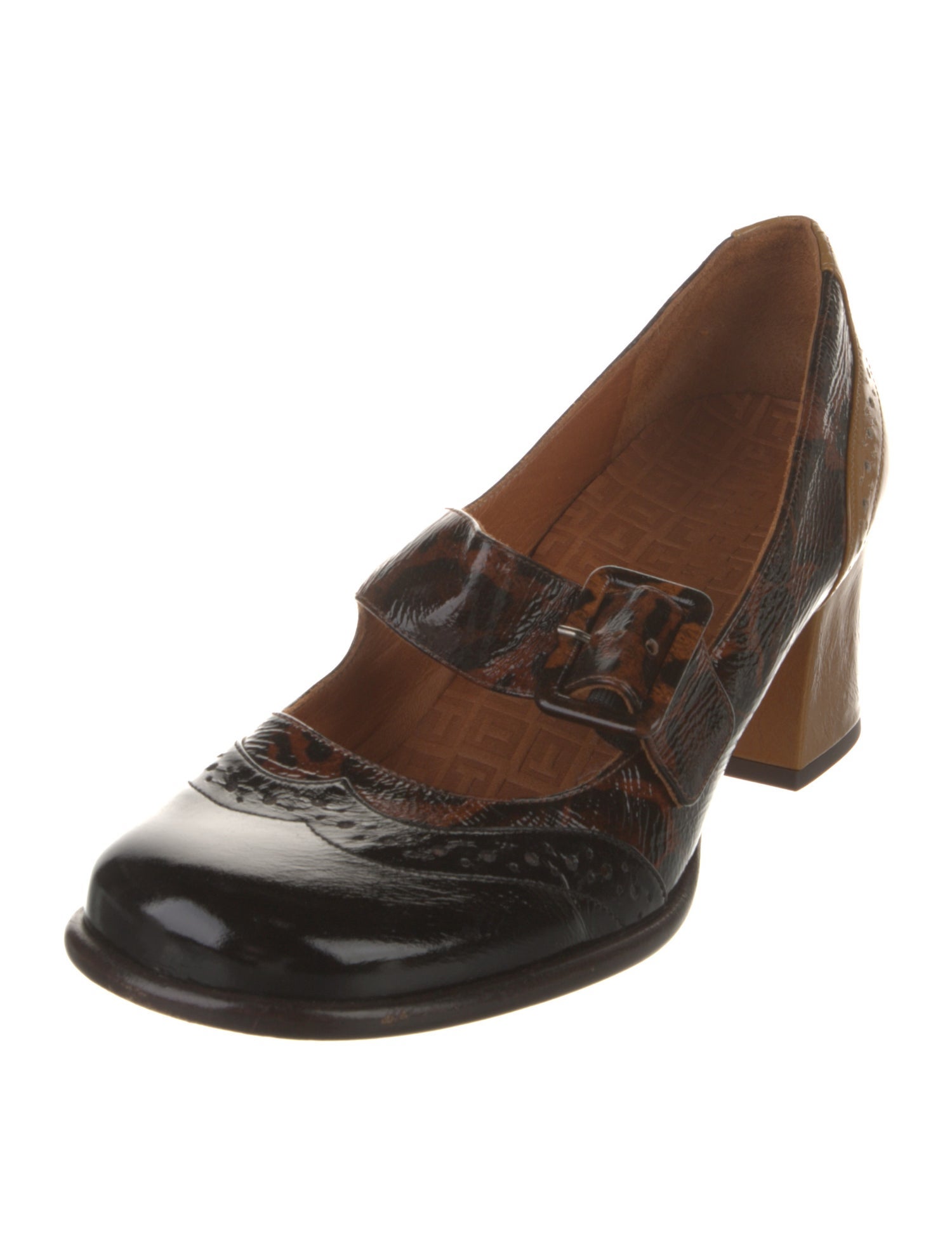 Chie Mihara Patent Leather Printed Sandals