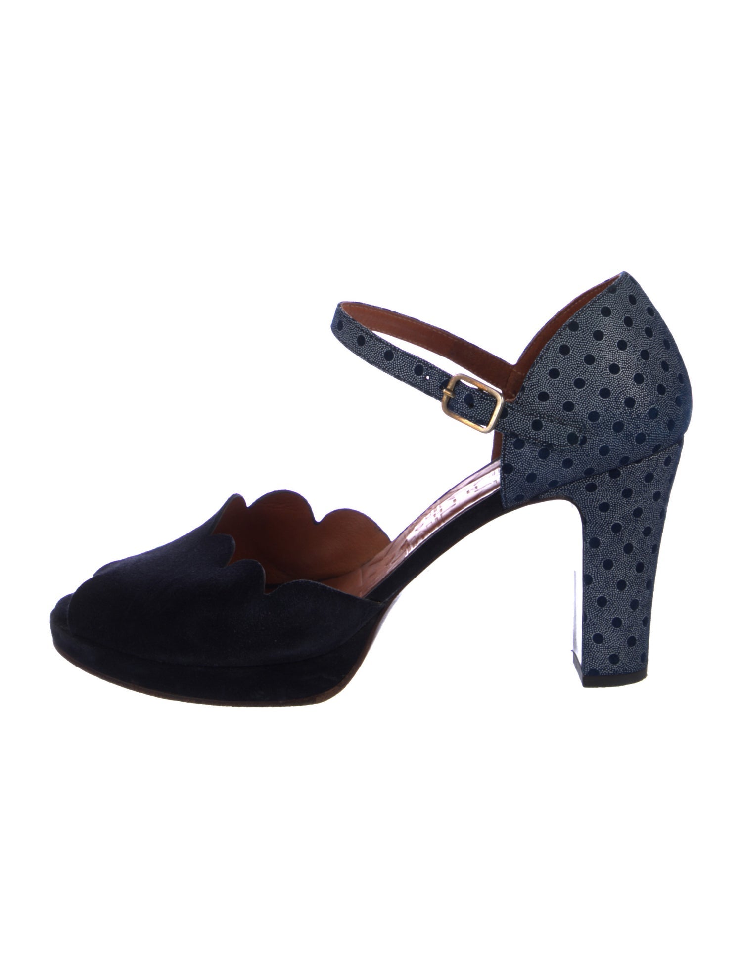 Chie Mihara Suede Patterned D'Orsay Pumps