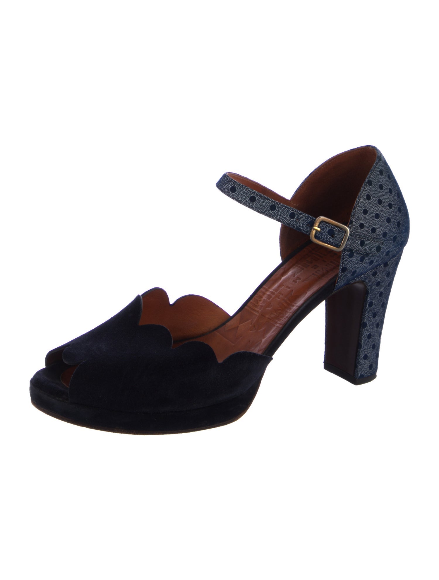 Chie Mihara Suede Patterned D'Orsay Pumps