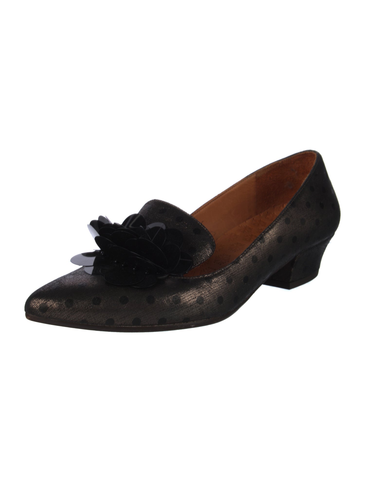 Chie Mihara Leather Polka Dot Print Pumps