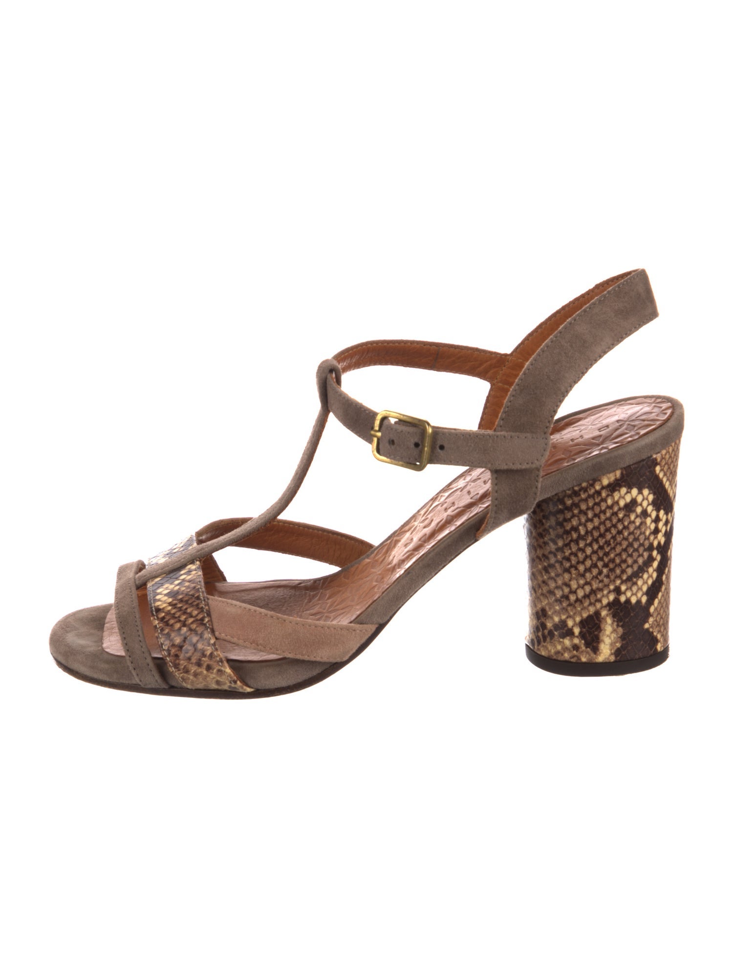 Chie Mihara Suede Animal Print T-Strap Pumps