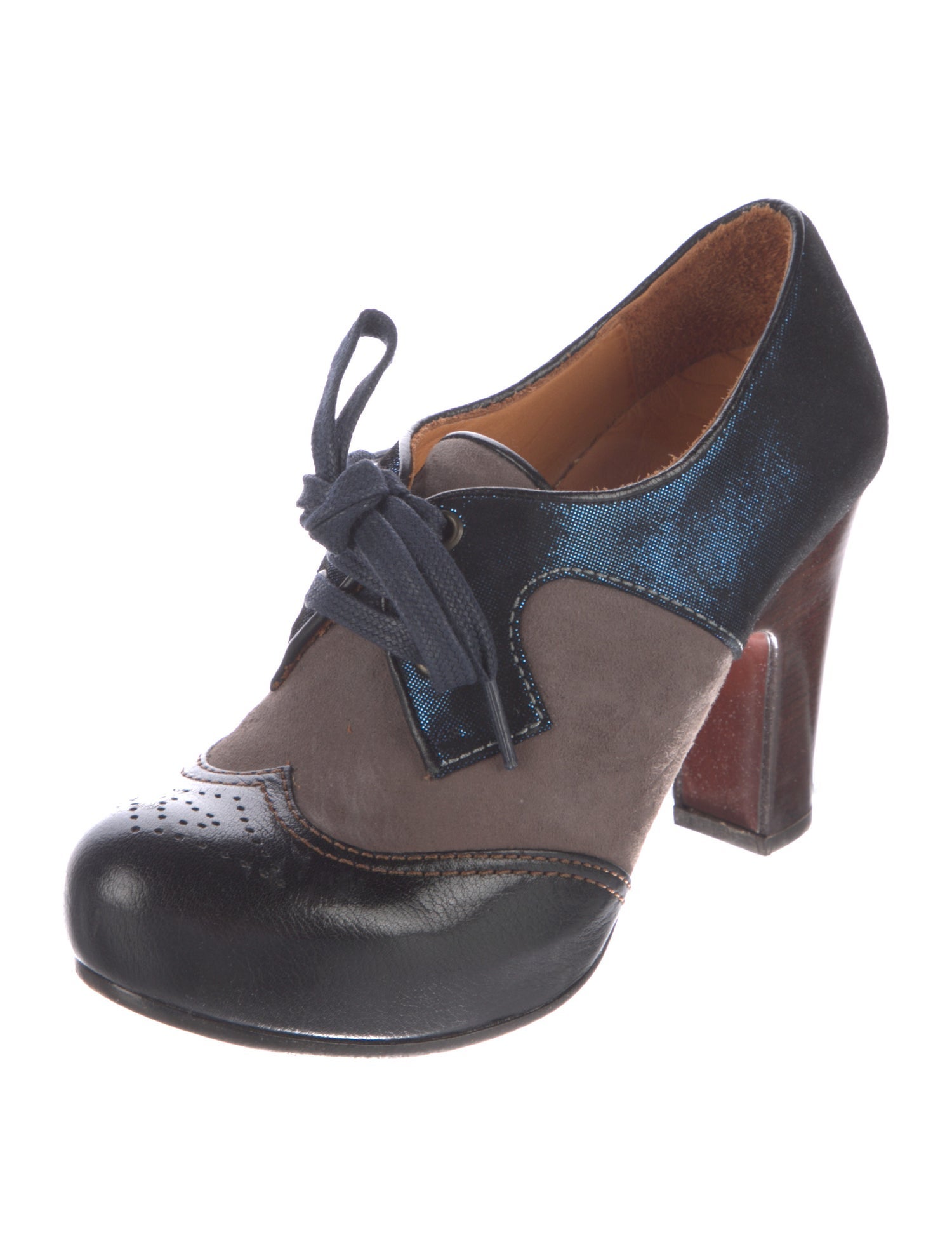 Chie Mihara Leather Colorblock Pattern Pumps