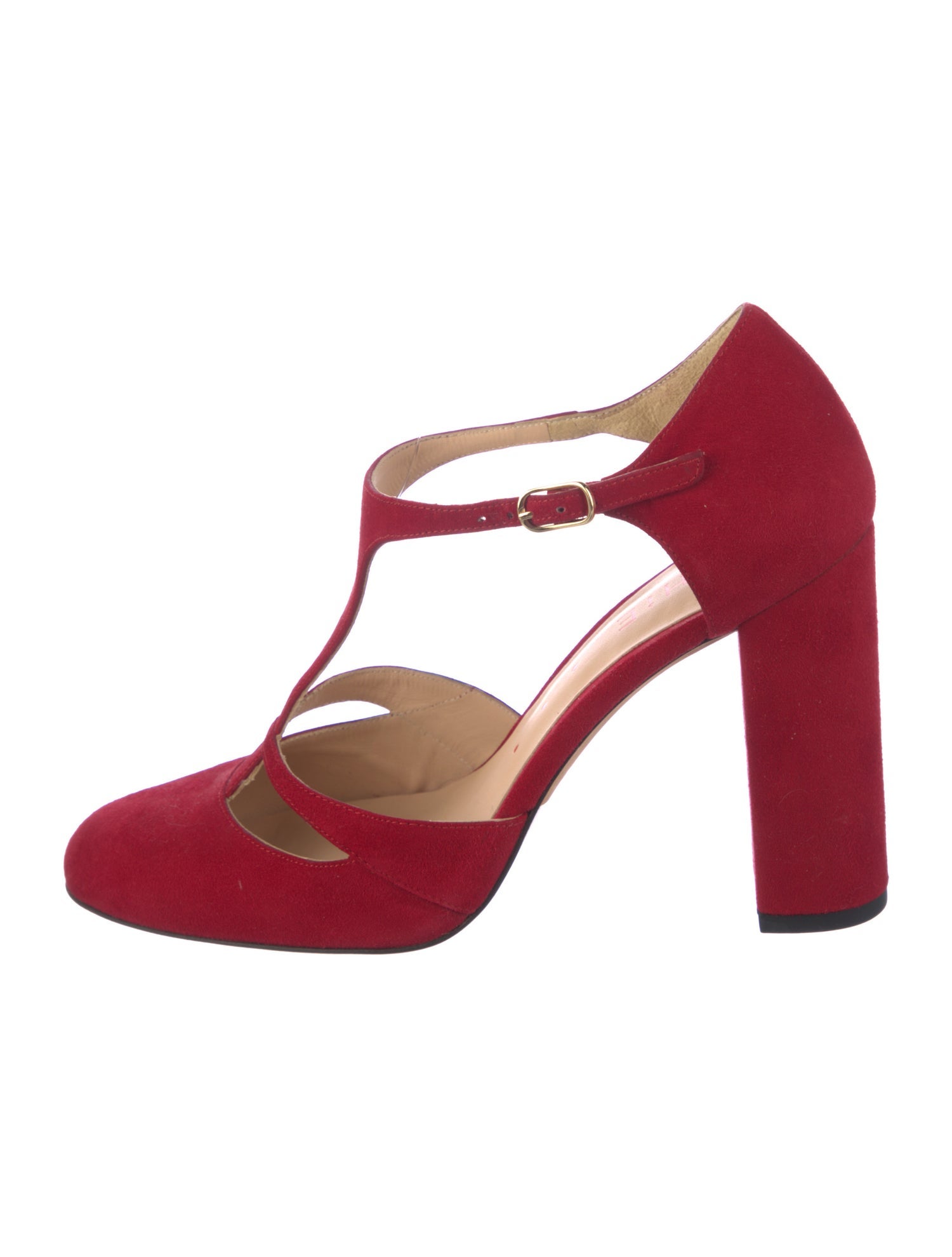 Chie Mihara Suede T-Strap Pumps