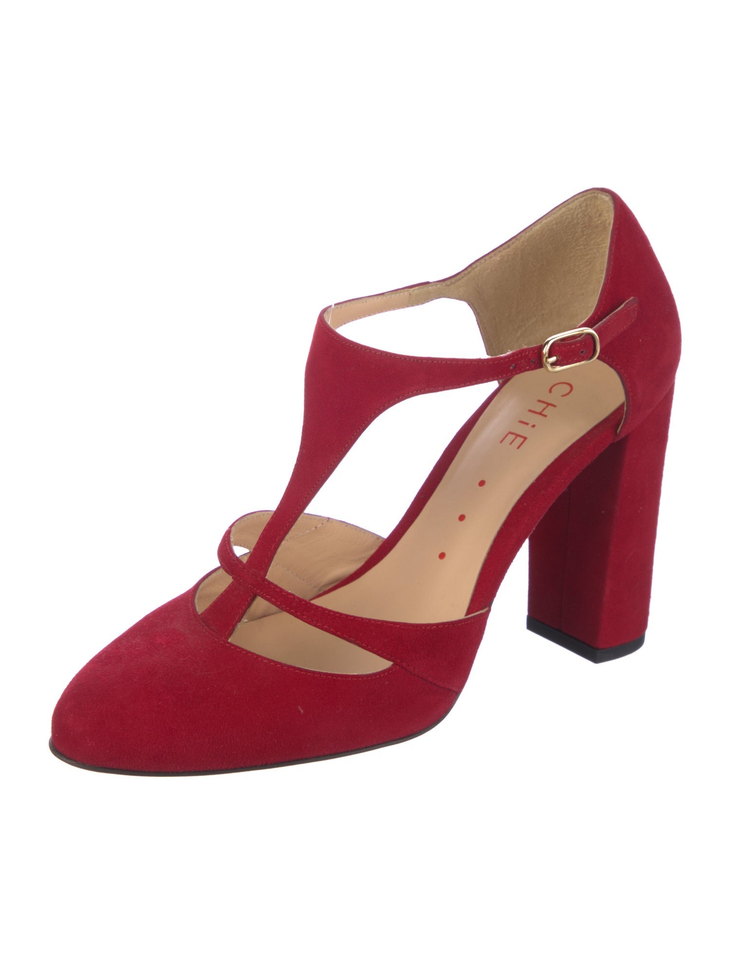 Chie Mihara Suede T-Strap Pumps