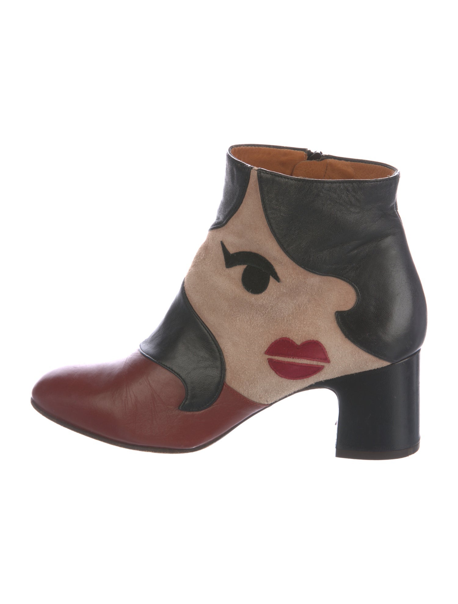 Chie Mihara Leather Colorblock Pattern Boots