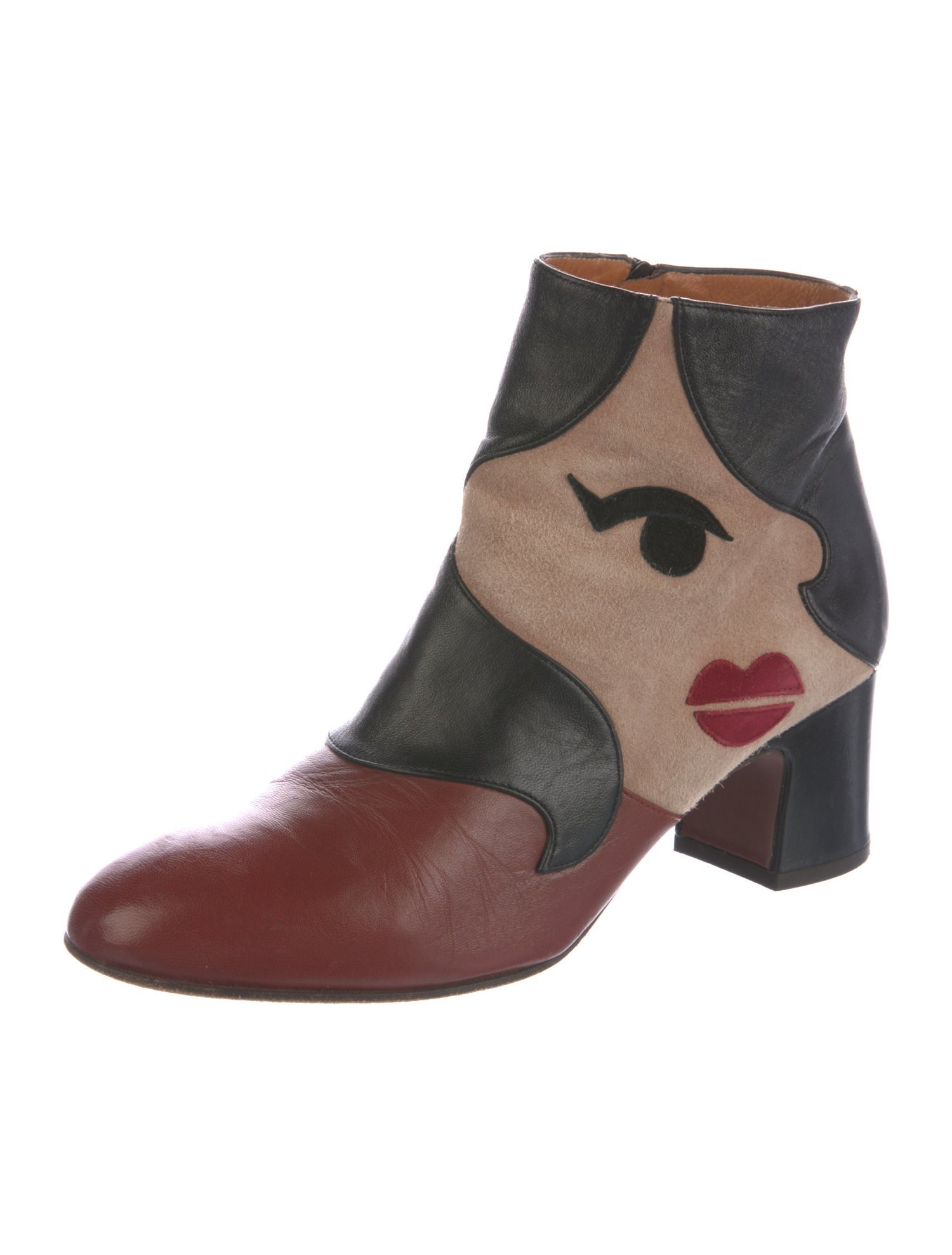 Chie Mihara Leather Colorblock Pattern Boots
