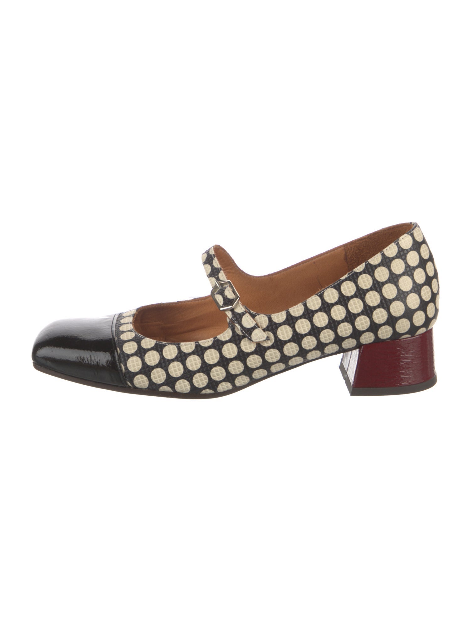 Chie Mihara Leather Polka Dot Print Mary Jane Flats