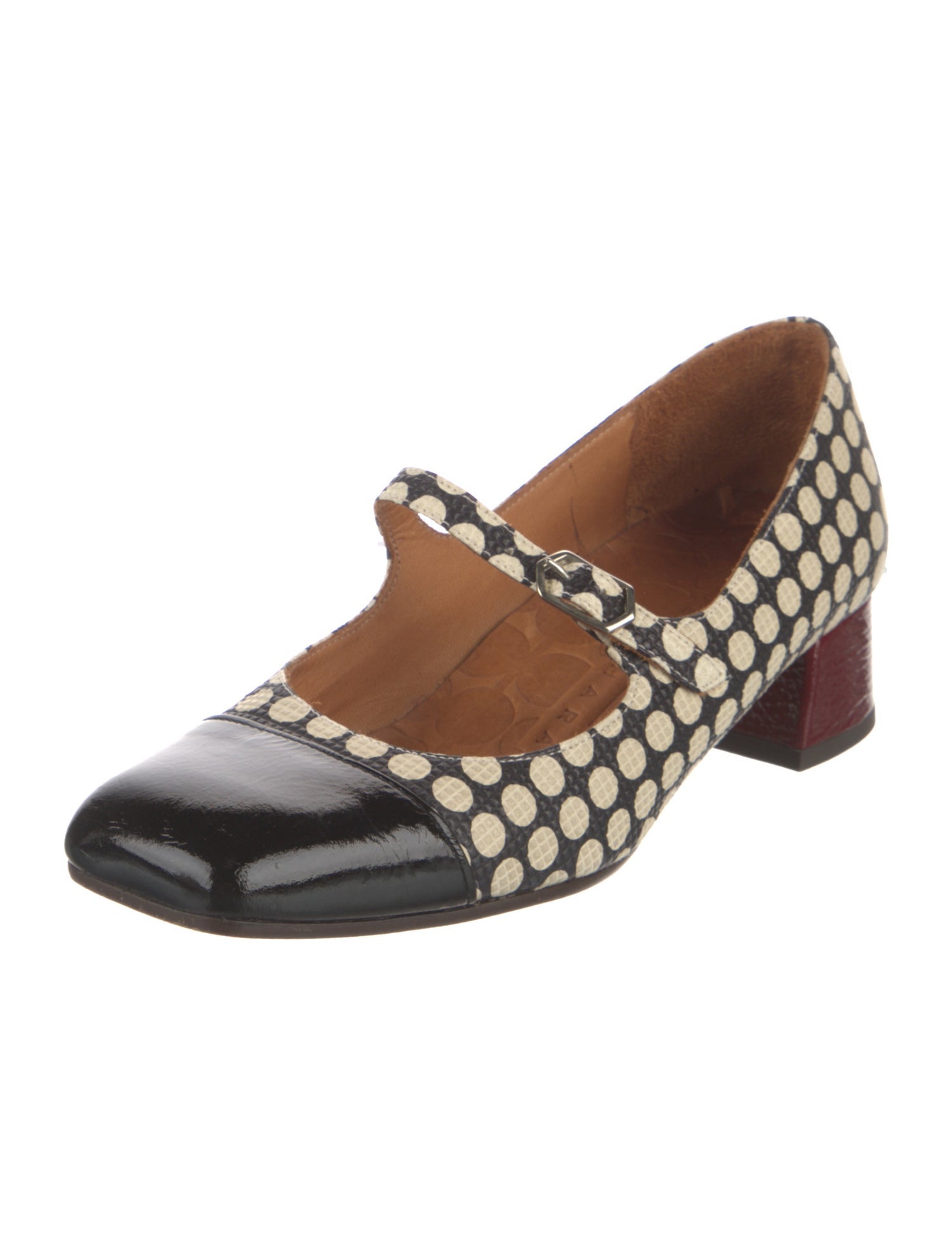 Chie Mihara Leather Polka Dot Print Mary Jane Flats