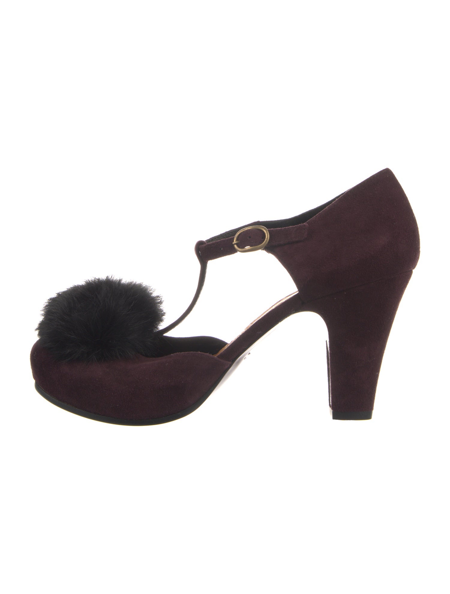 Chie Mihara Suede T-Strap Pumps