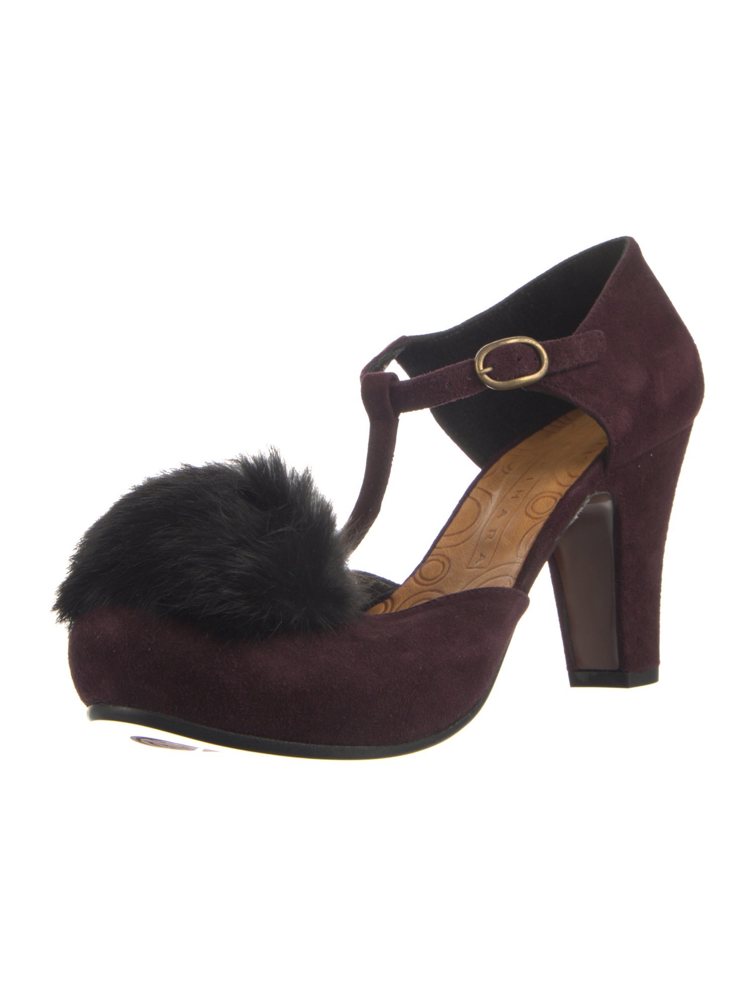 Chie Mihara Suede T-Strap Pumps