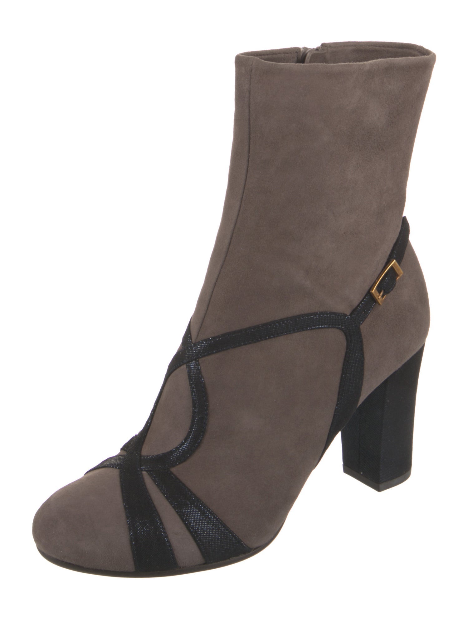 Chie Mihara Suede Colorblock Pattern Sock Boots