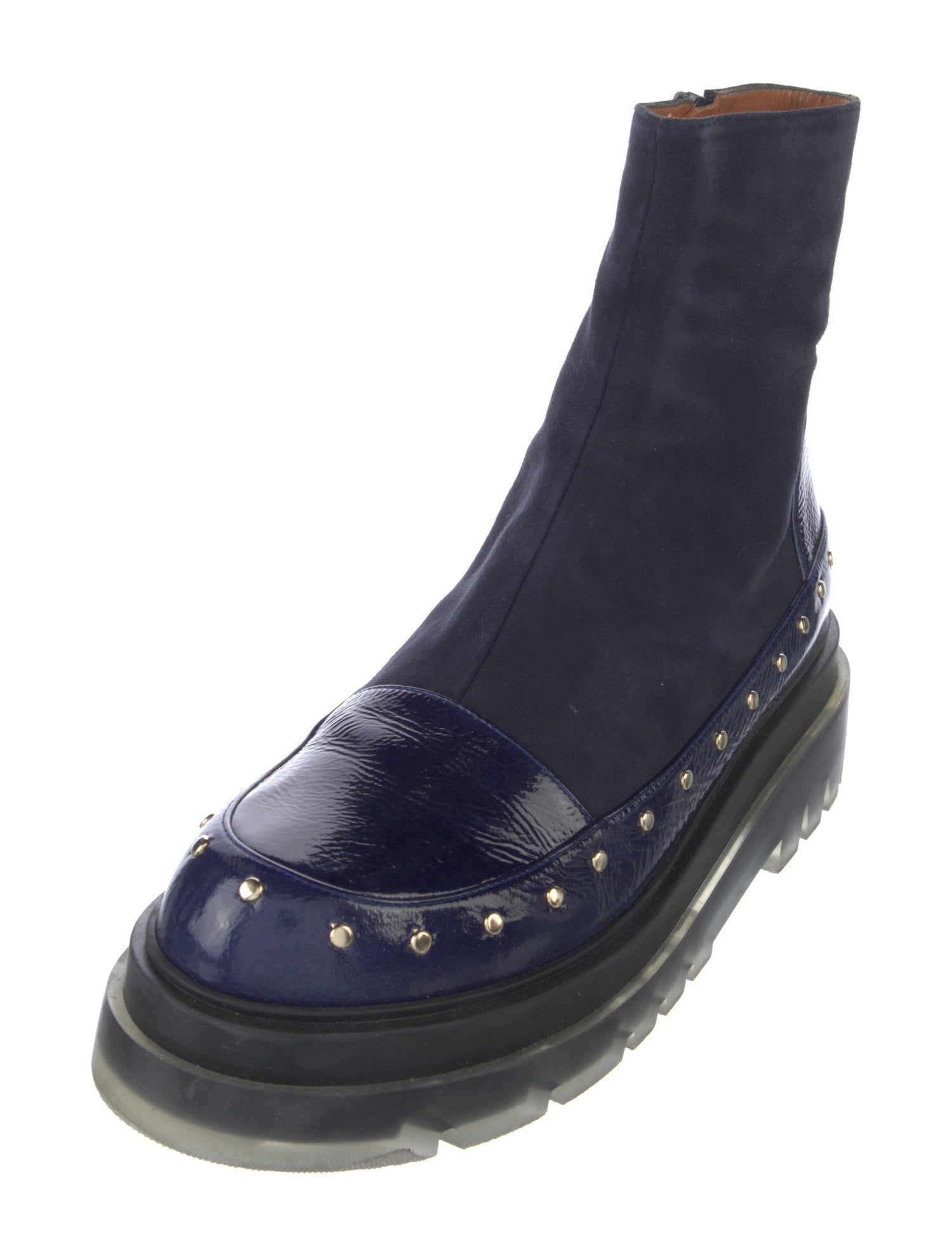 Chie Mihara Leather Colorblock Pattern Boots
