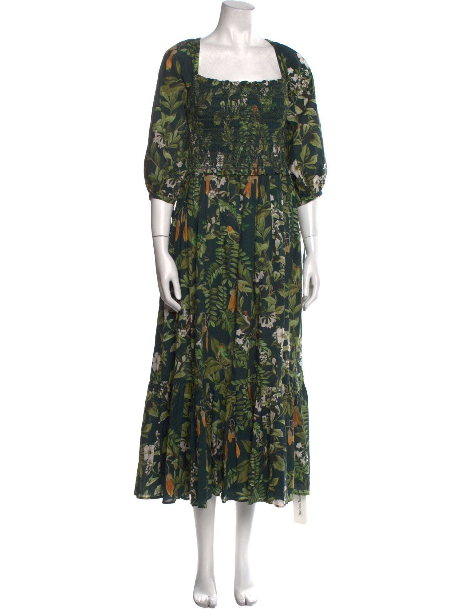Cara Cara Floral Print Long Dress Green Dresses, Clothing