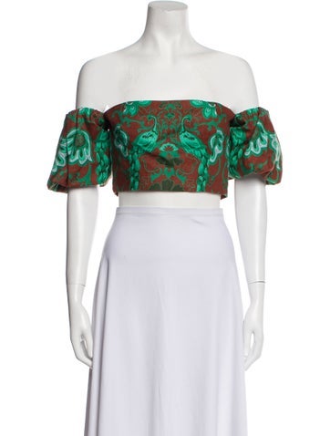 Cara Tops Linen Floral Print Crop Top US 8 | M