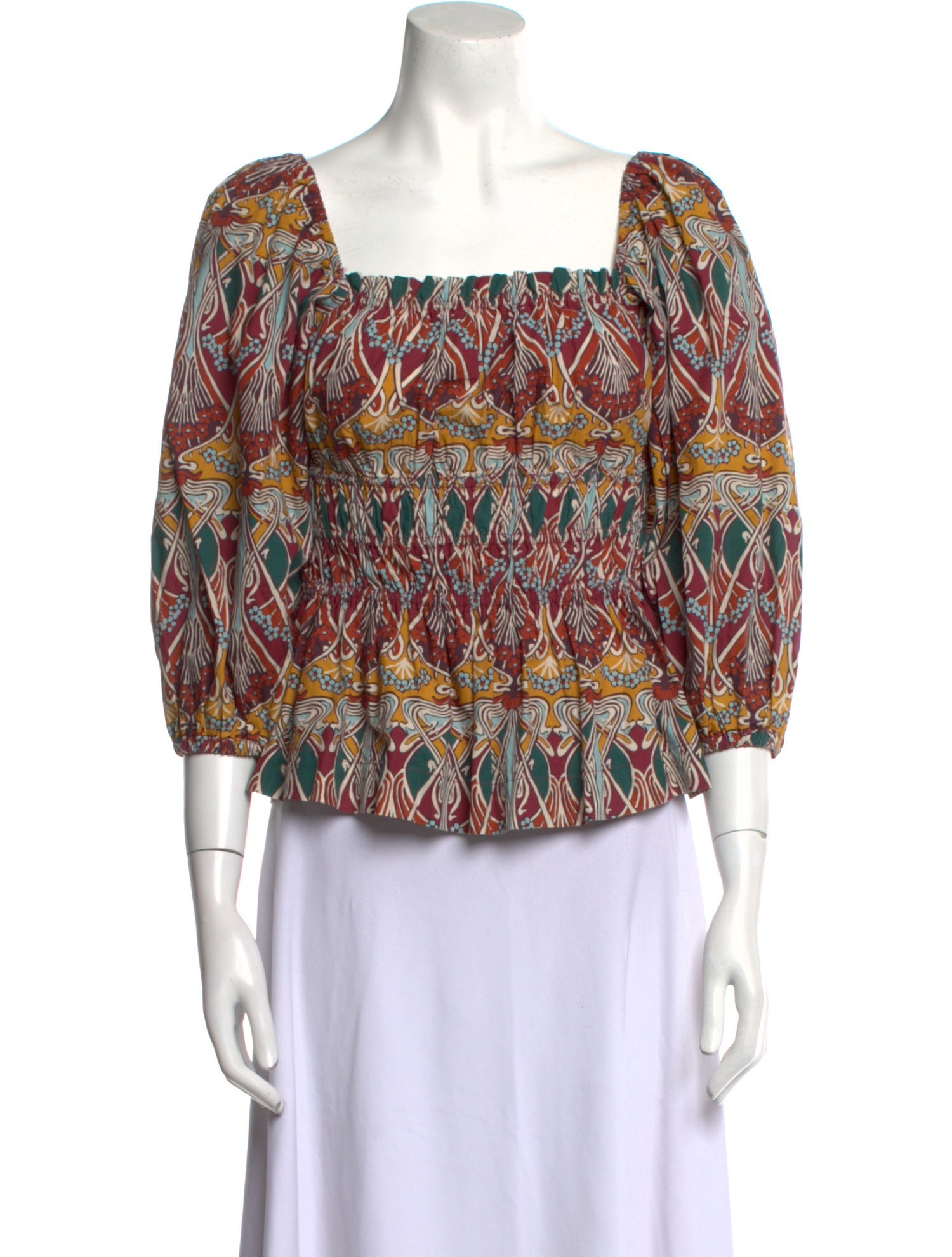 Cara Cara Printed Square Neckline Blouse w/ Tags
