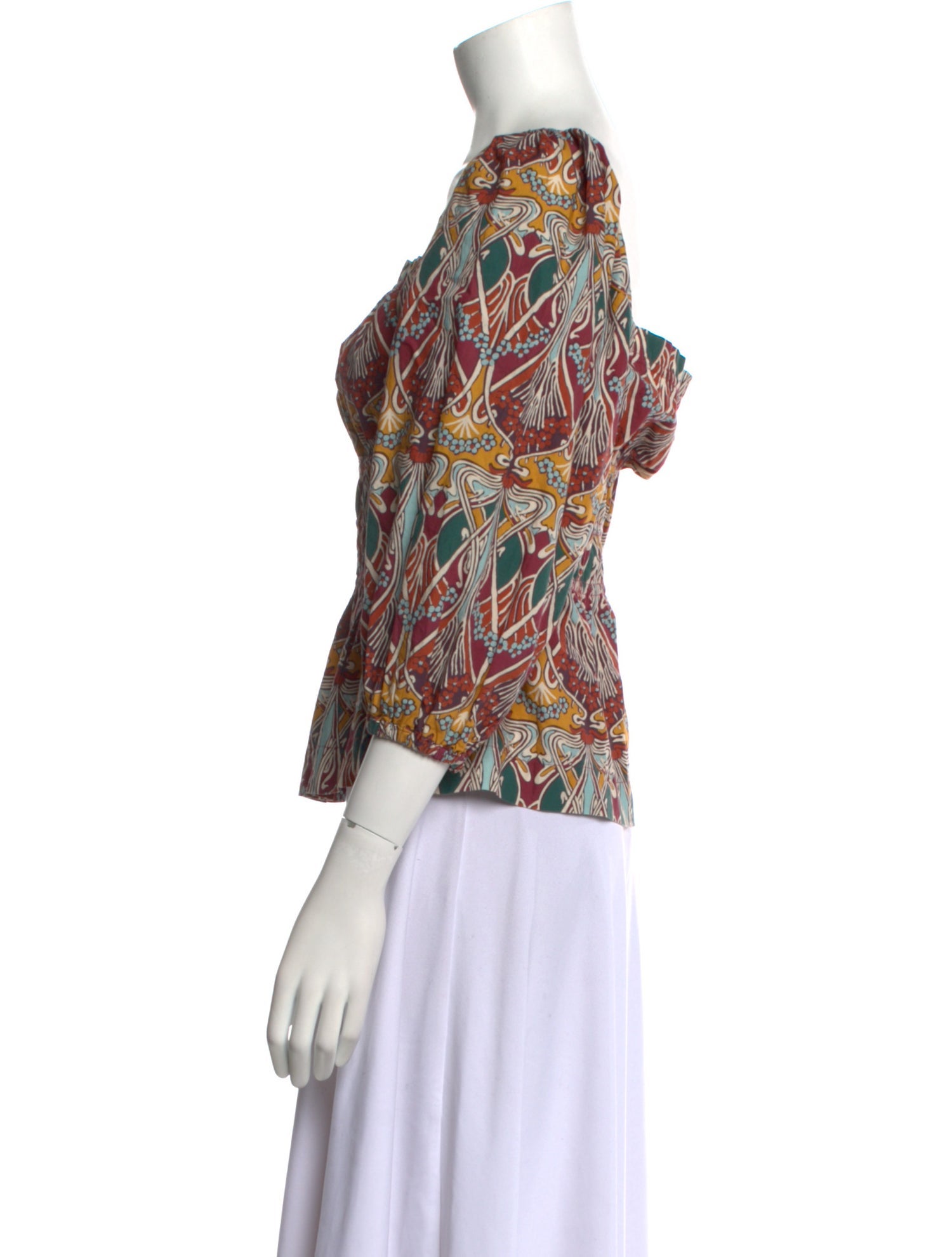 Cara Cara Printed Square Neckline Blouse w/ Tags