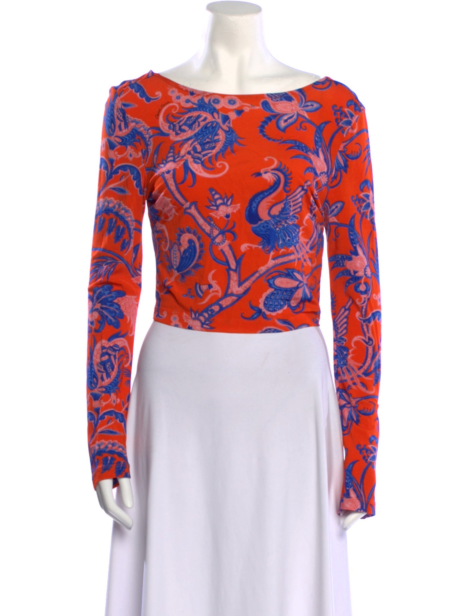 Cara Cara Printed Bateau Neckline Crop Top