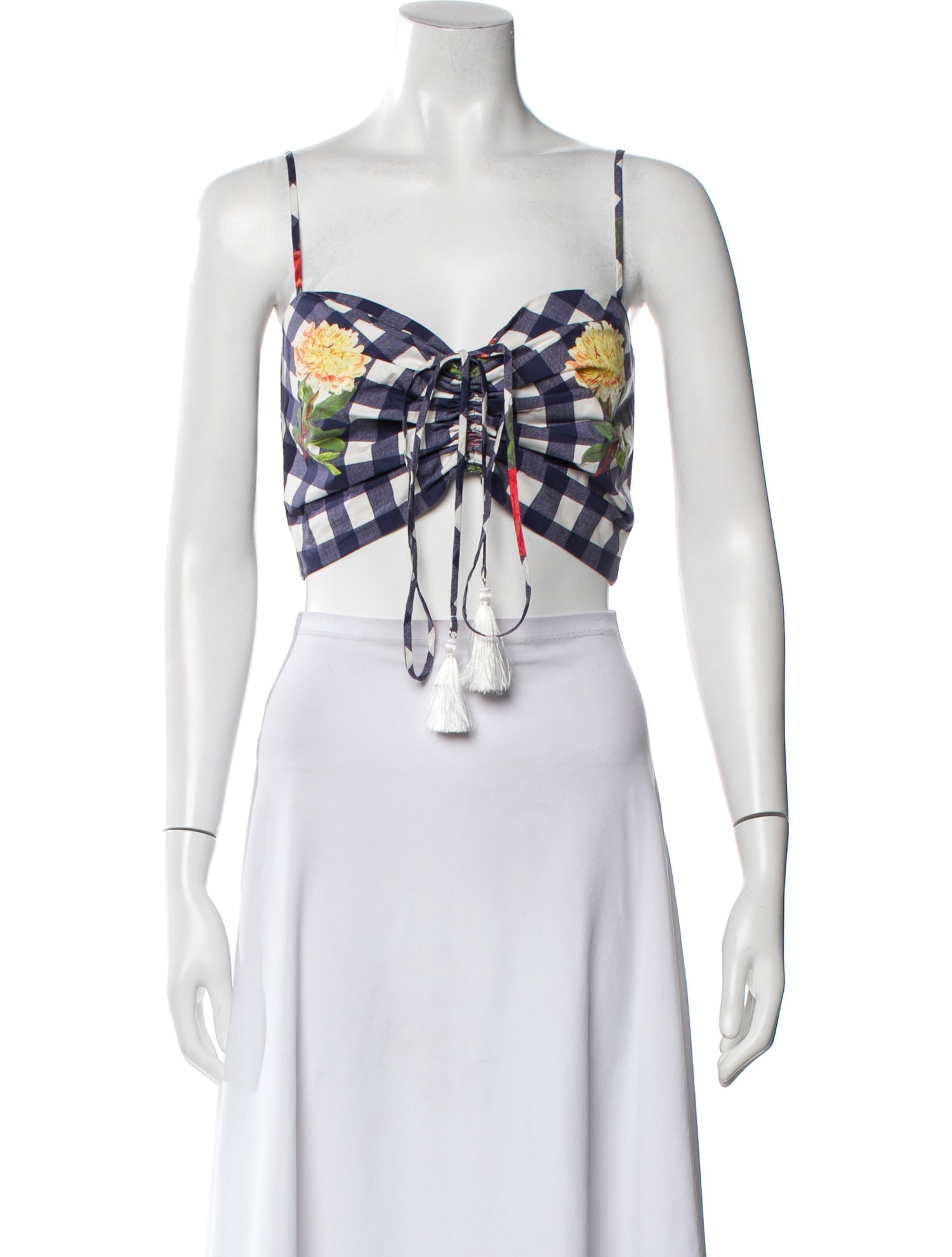 Cara Cara Plaid Print Square Neckline Crop Top