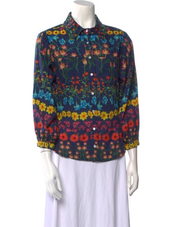 Cara Cara Floral Print Three-Quarter Sleeve Blouse