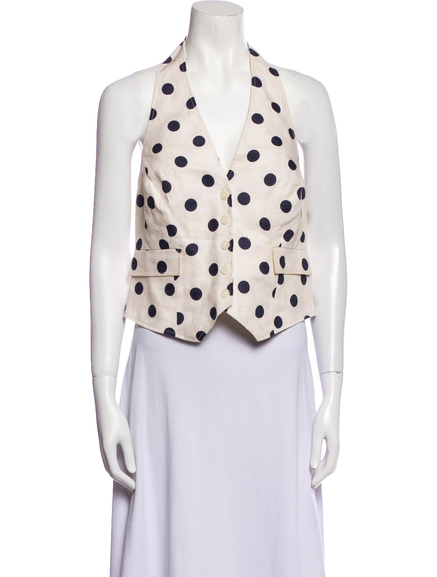 Cara Cara Linen Polka Dot Print Crop Top