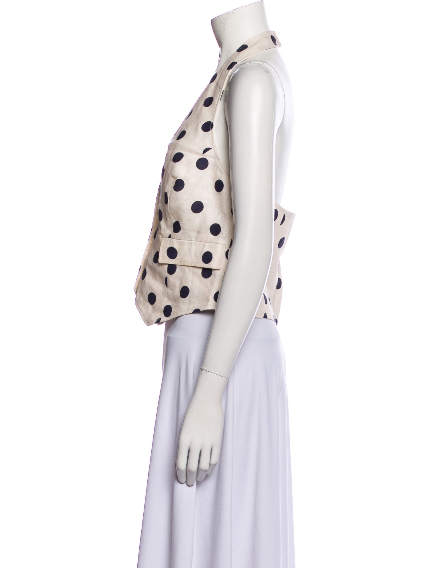 Cara Cara Linen Polka Dot Print Crop Top