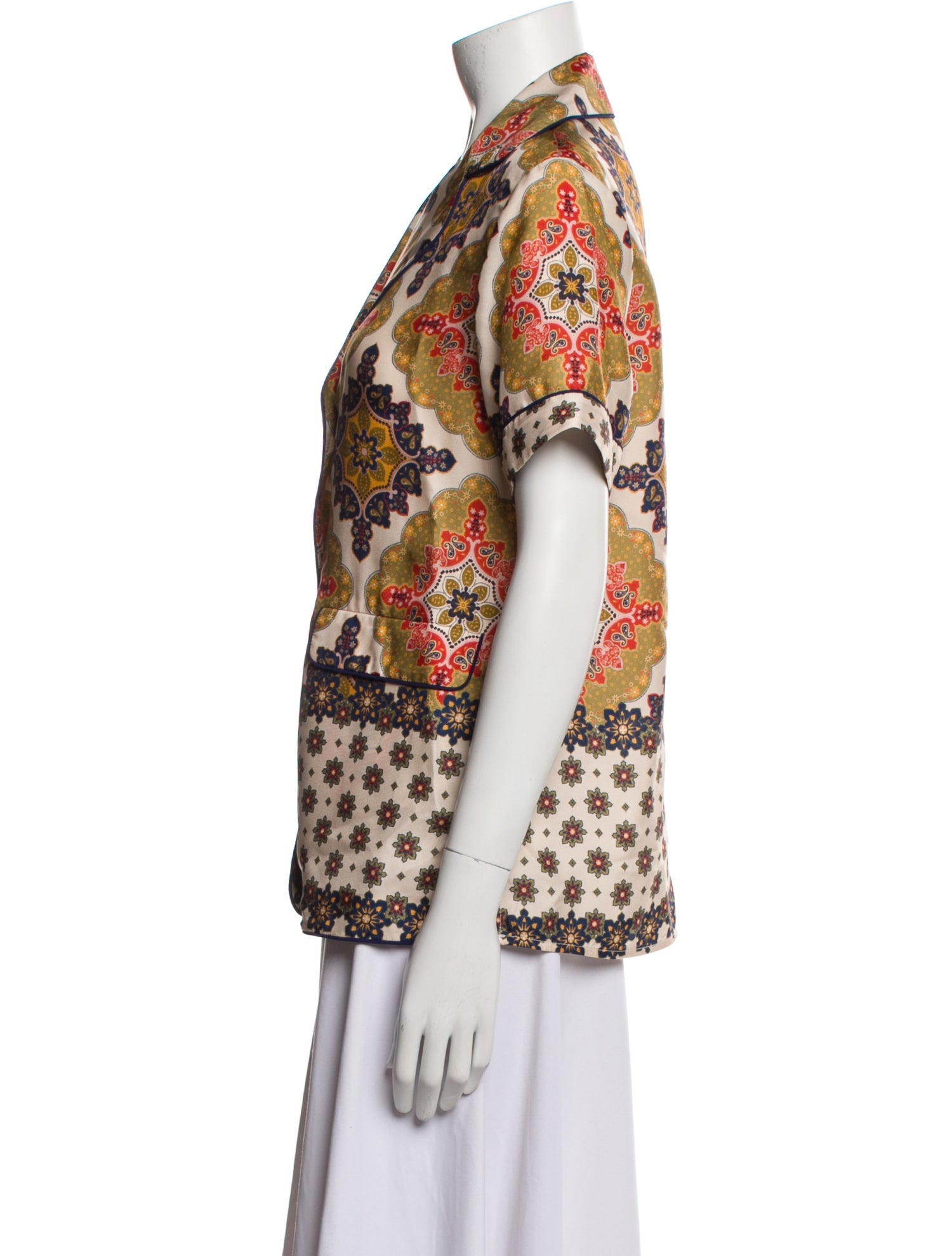 Cara Cara Printed Short Sleeve Button-Up Top