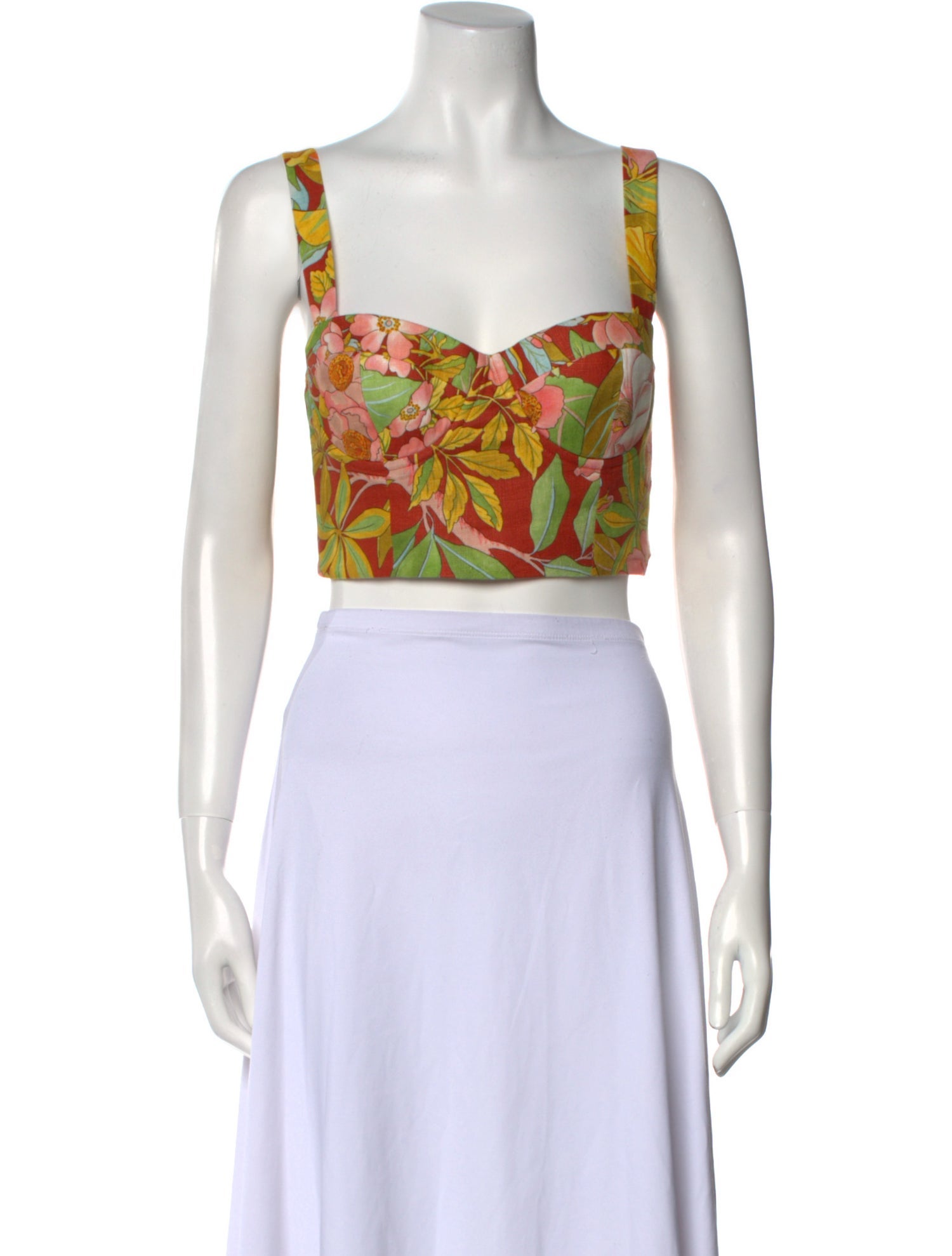 Cara Cara Linen Floral Print Crop Top