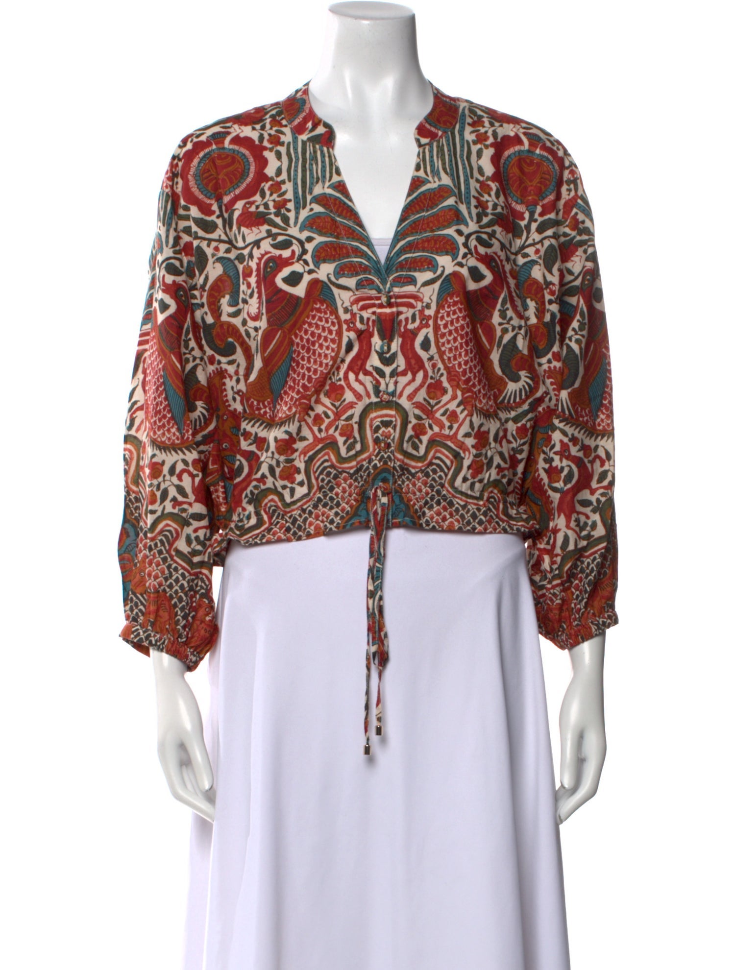 Cara Cara Printed V-Neck Crop Top