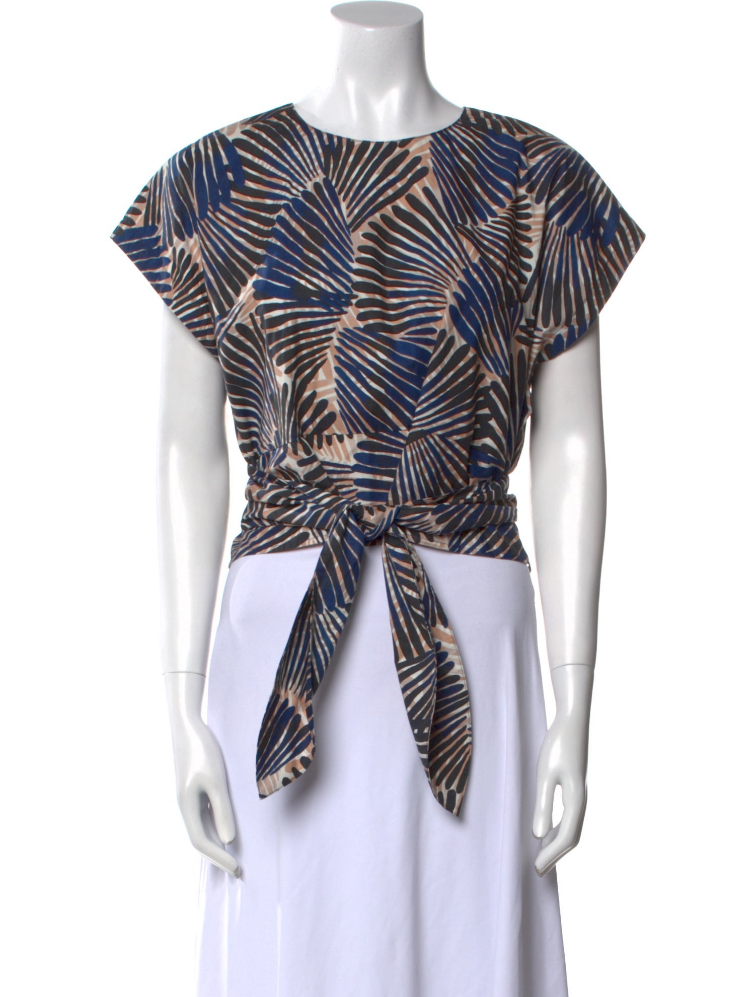 Cara Cara Printed Bateau Neckline Crop Top