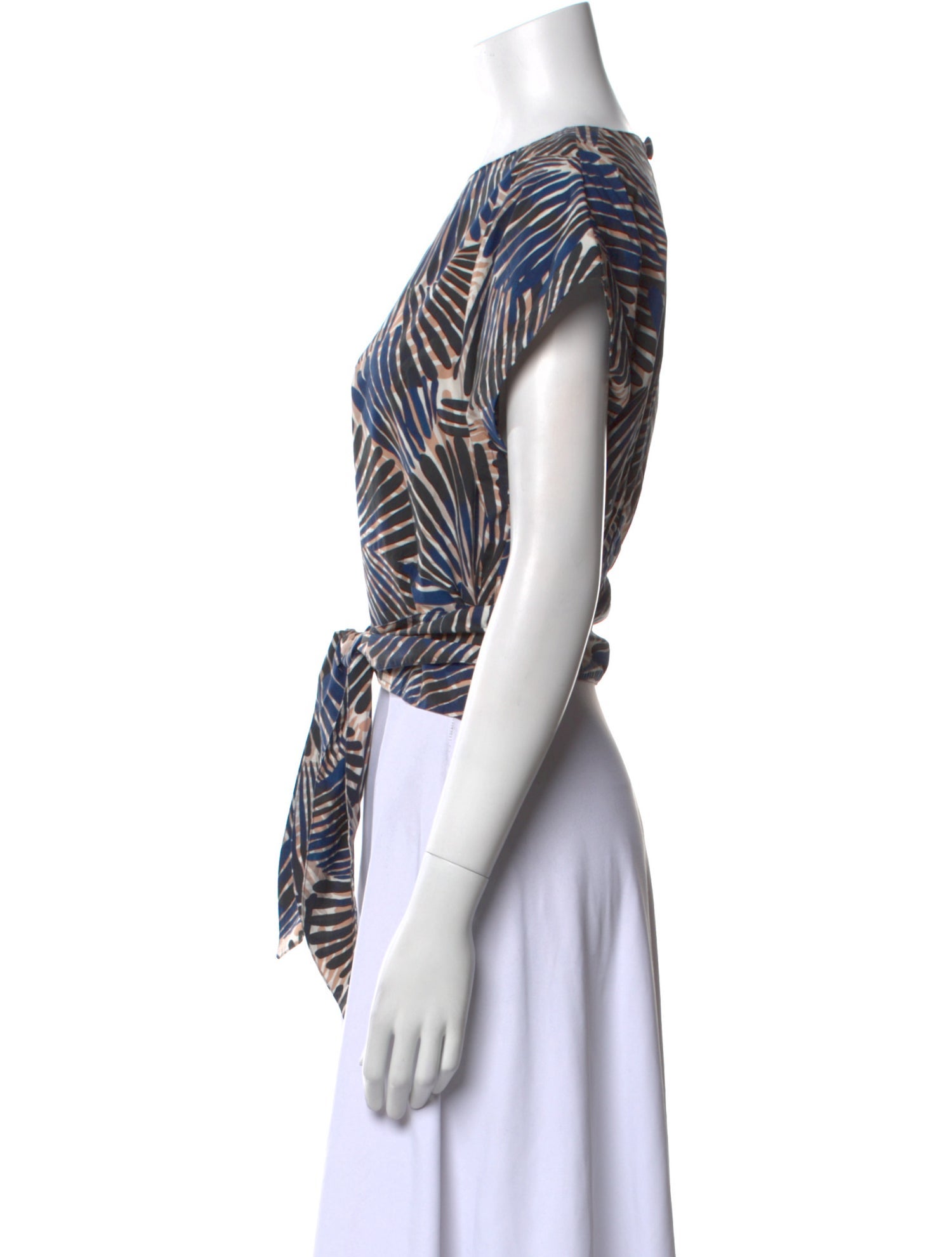 Cara Cara Printed Bateau Neckline Crop Top