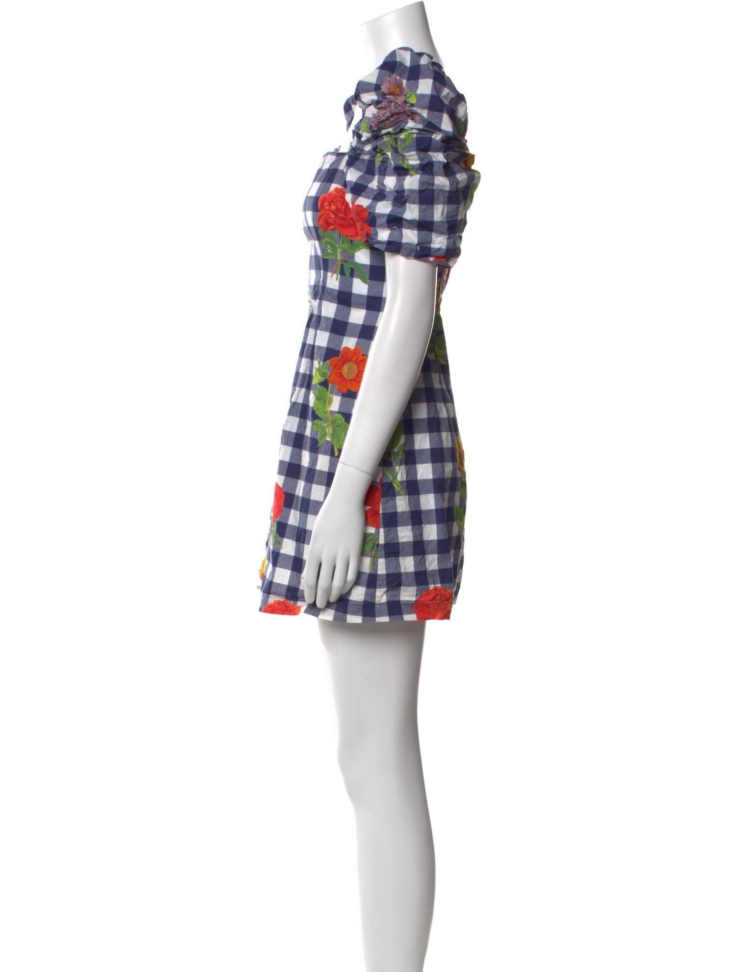 Cara Cara Plaid Print Mini Dress - Blue Dresses, Clothing
