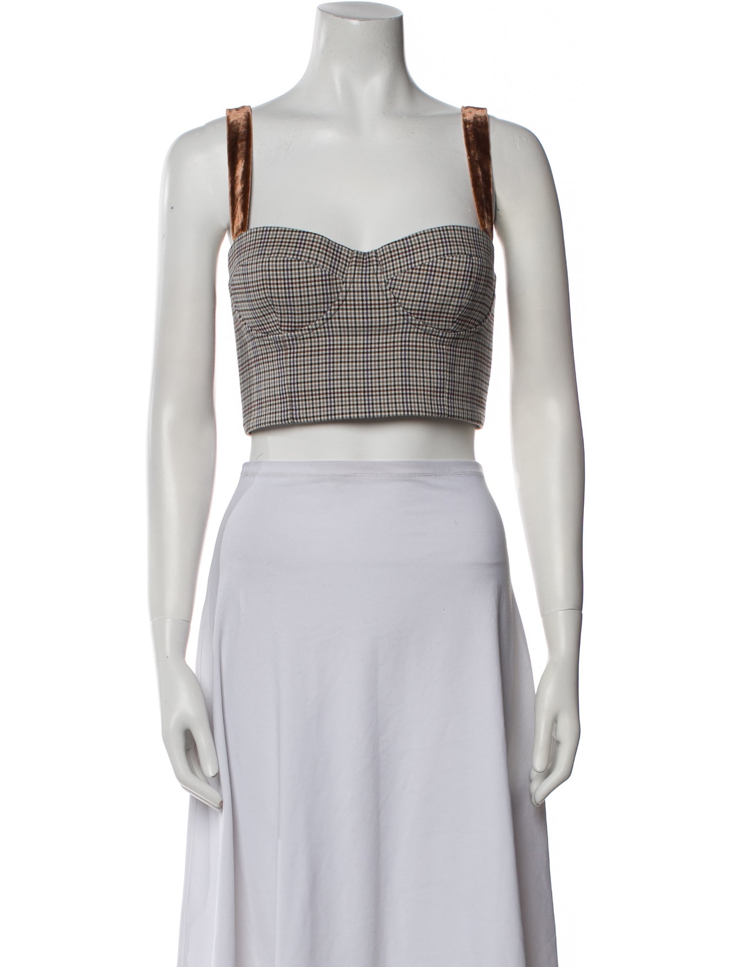 Cara Cara Plaid Print Square Neckline Crop Top