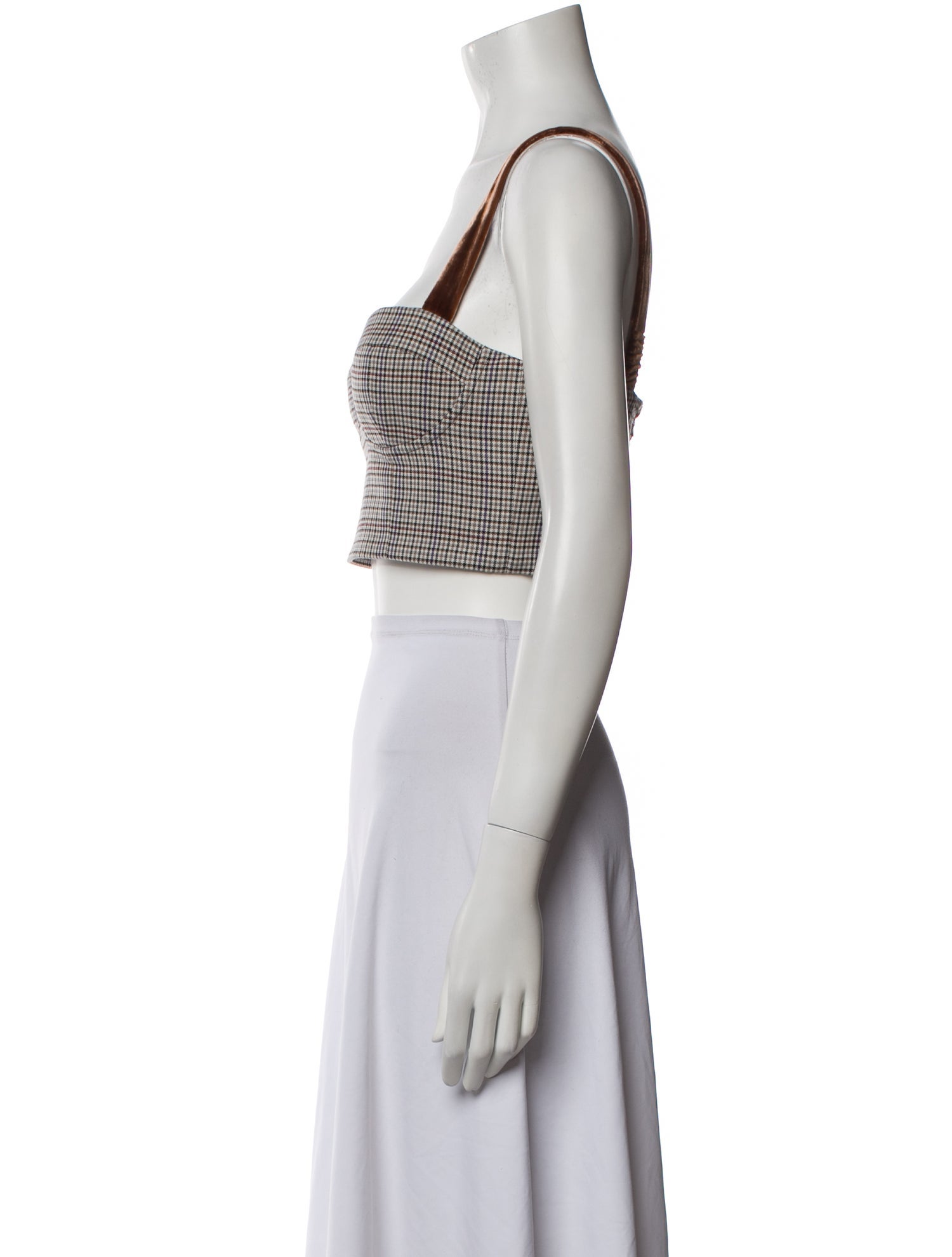 Cara Cara Plaid Print Square Neckline Crop Top