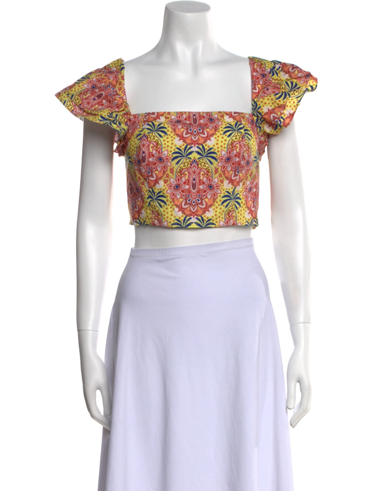 Cara Cara Printed Square Neckline Crop Top