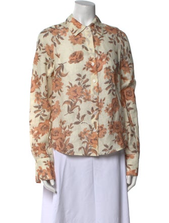 Cara Cara Floral Print Long Sleeve Button-Up Top