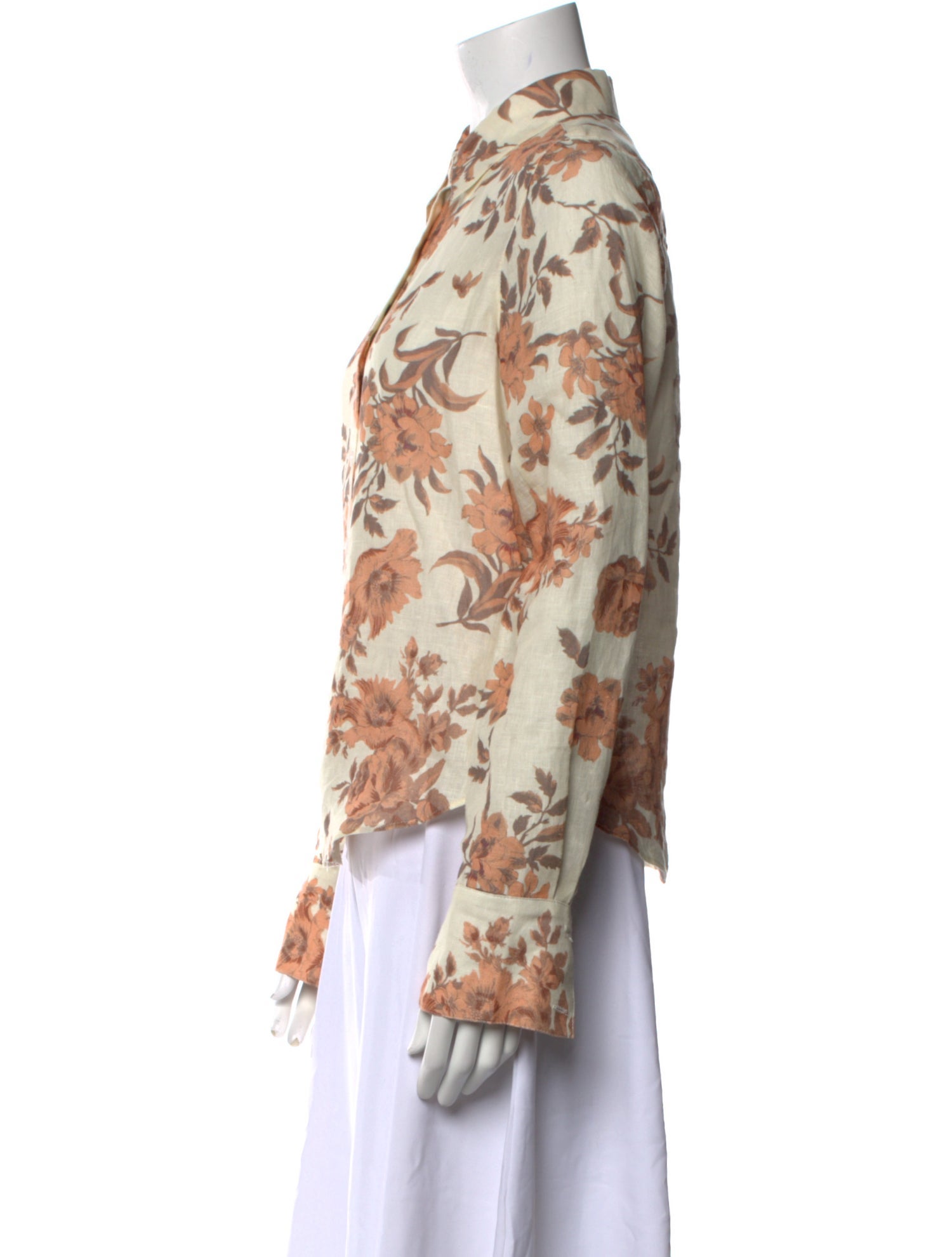 Cara Cara Floral Print Long Sleeve Button-Up Top