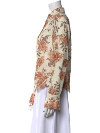 Cara Cara Floral Print Long Sleeve Button-Up Top