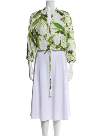 Cara Cara Floral Print Three-Quarter Sleeve Crop Top